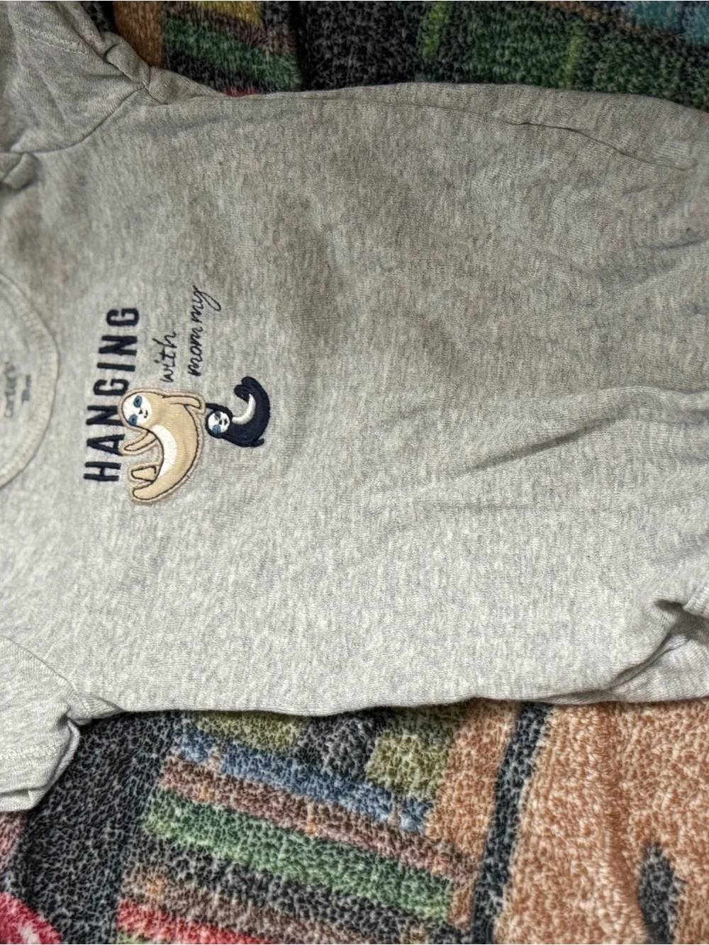 Carter's Grey Sloth Graphic Top with Black Jogger Bottoms